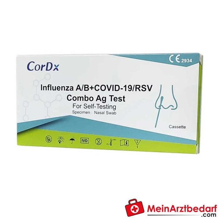 Prueba combinada de antígenos CorDx® RSV, Influenza A/B y SARS-CoV-2 (paquete de 1)