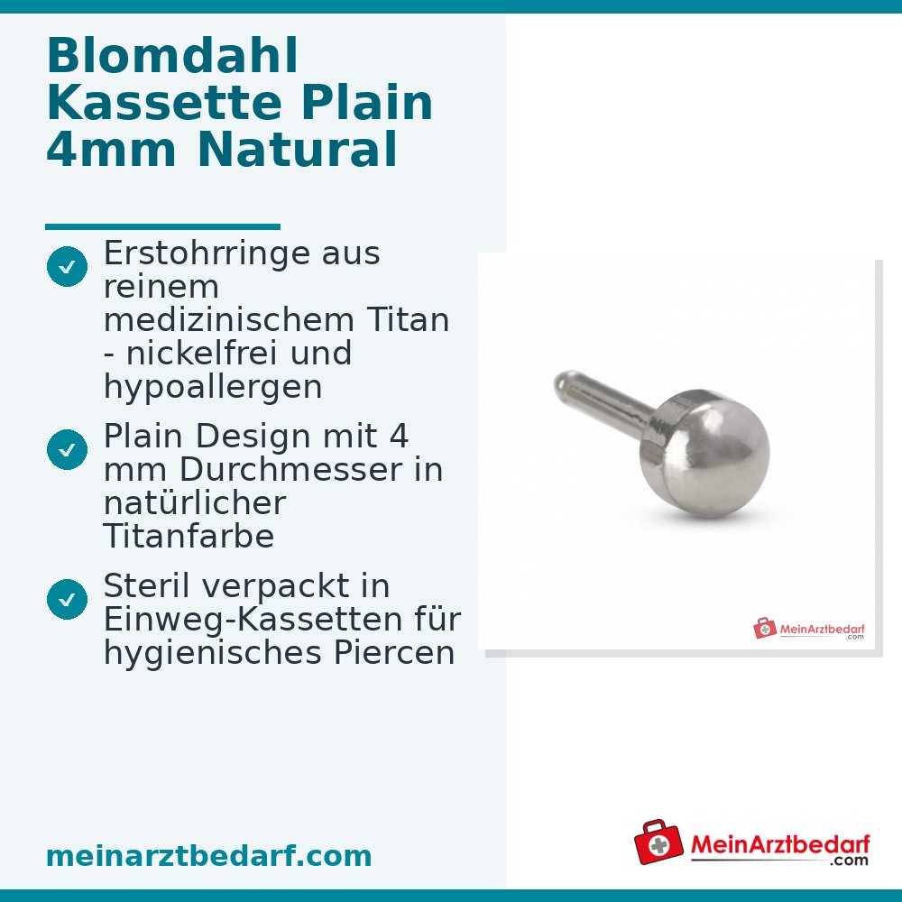 Blomdahl Erstohrstecker Plain Titan natur, 4 mm, 10 Stk..
