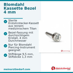Blomdahl Erstohrstecker Bezel Titan natur mit Kristall, 4 mm, 10 Stk..