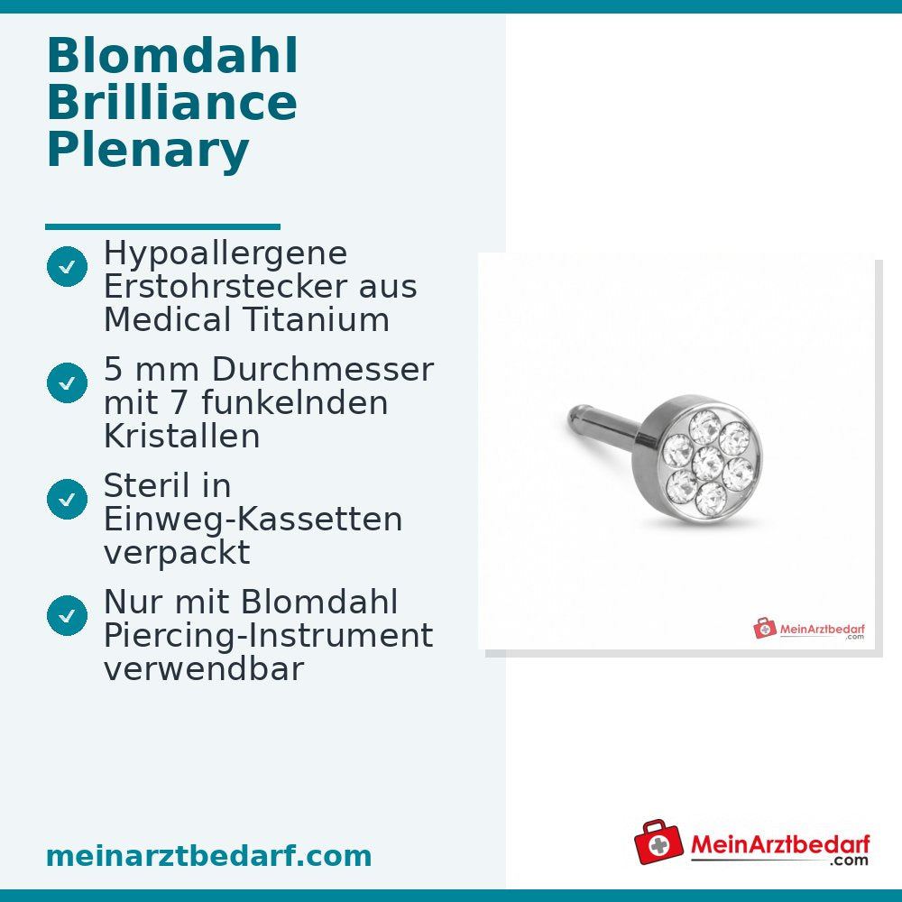 Blomdahl Erstohrstecker Brilliance Plenary Titan, 7 Kristalle, 5 mm, 10 Stk..