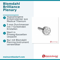 Blomdahl Erstohrstecker Brilliance Plenary Titan, 7 Kristalle, 5 mm, 10 Stk..