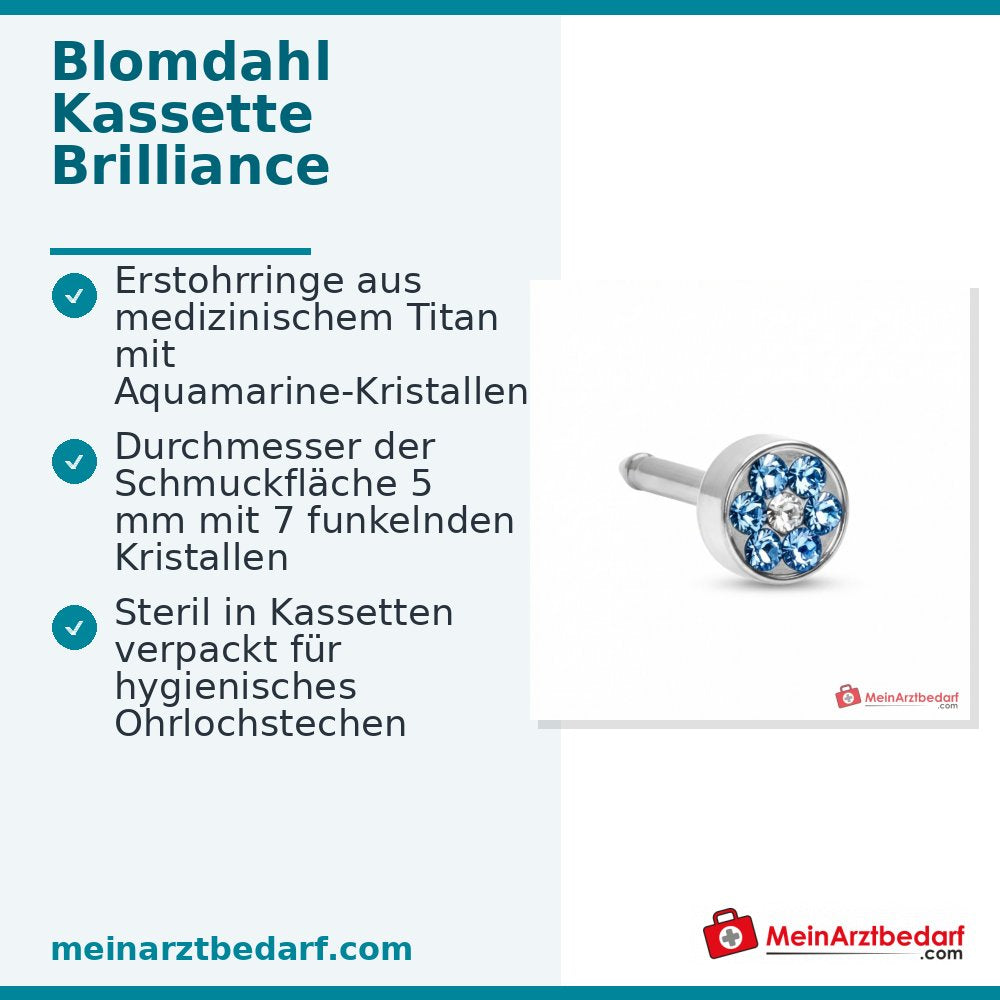 Blomdahl Erstohrstecker Brilliance Plenary Titan, Aquamarine, 5 mm, 10 Stk..