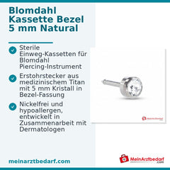 Blomdahl Erstohrstecker Bezel Titan natur mit Kristall, 5 mm, 10 Stk..
