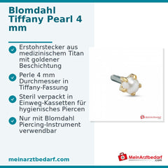 Blomdahl Erstohrstecker Tiffany Titan gold mit Perle, 4 mm, 10 Stk..