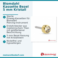 Blomdahl Erstohrstecker Bezel gold mit Kristall, 5 mm, 10 Stk..