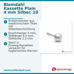 Blomdahl Erstohrstecker Plain Titan silber, 4 mm, 10 Stk..