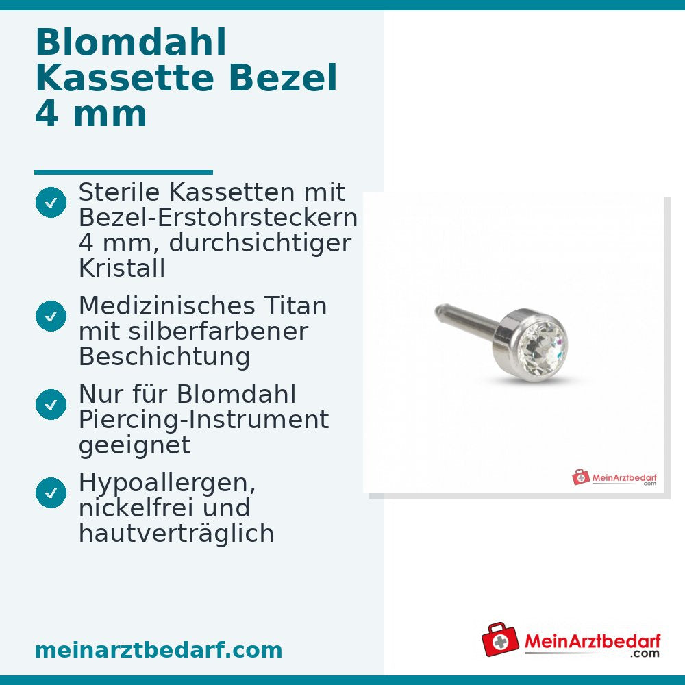 Blomdahl Erstohrstecker Bezel silber, 4 mm, 10 Stk..