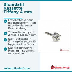 Blomdahl Erstohrstecker Tiffany silber mit Zirkonia, 4 mm, 10 Stk..
