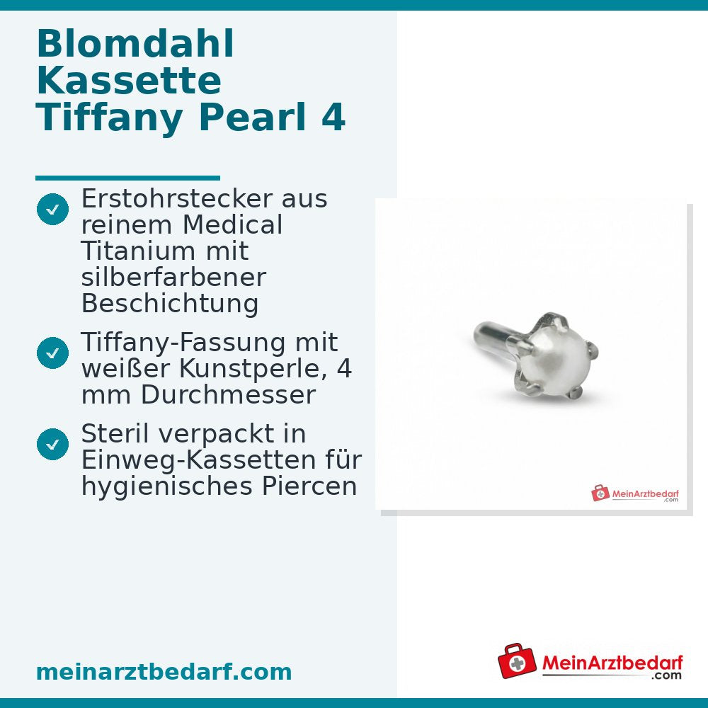 Blomdahl Erstohrstecker Tiffany silber mit Perle, 4 mm, 10 Stk..