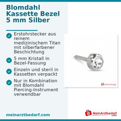Blomdahl Erstohrstecker Bezel silber mit Kristall, 5 mm, 10 Stk..