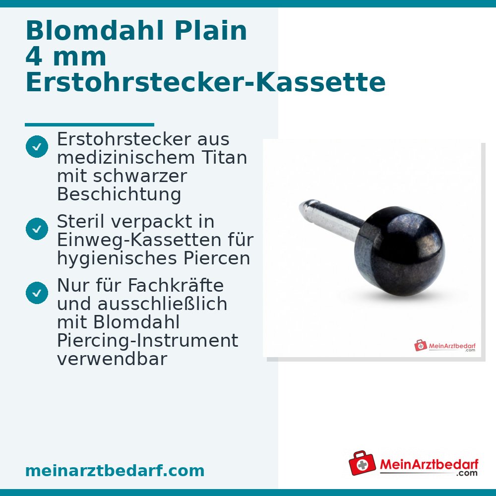 Blomdahl Erstohrstecker Plain schwarz, 4 mm, 10 Stk..