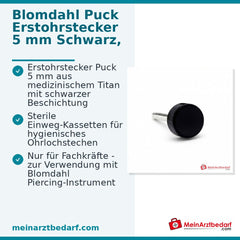 Blomdahl Erstohrstecker Puck schwarz, 5 mm, 10 Stk..