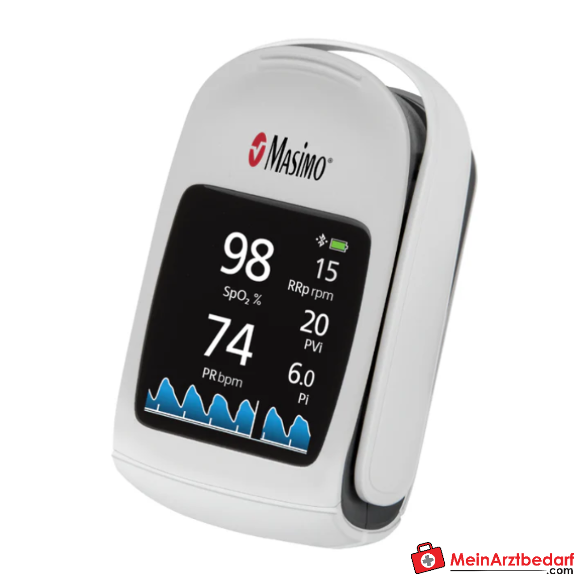 Masimo MightySat Rx Fingerspitzen-Pulsoximeter mit Touchscreen.
