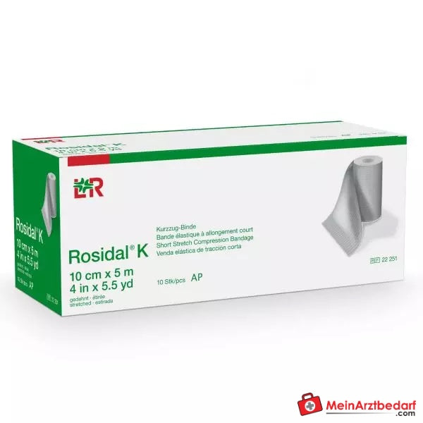 Rosidal K Kurzzugbinde kräftig, 5 m x 10 cm, 10 Stück.