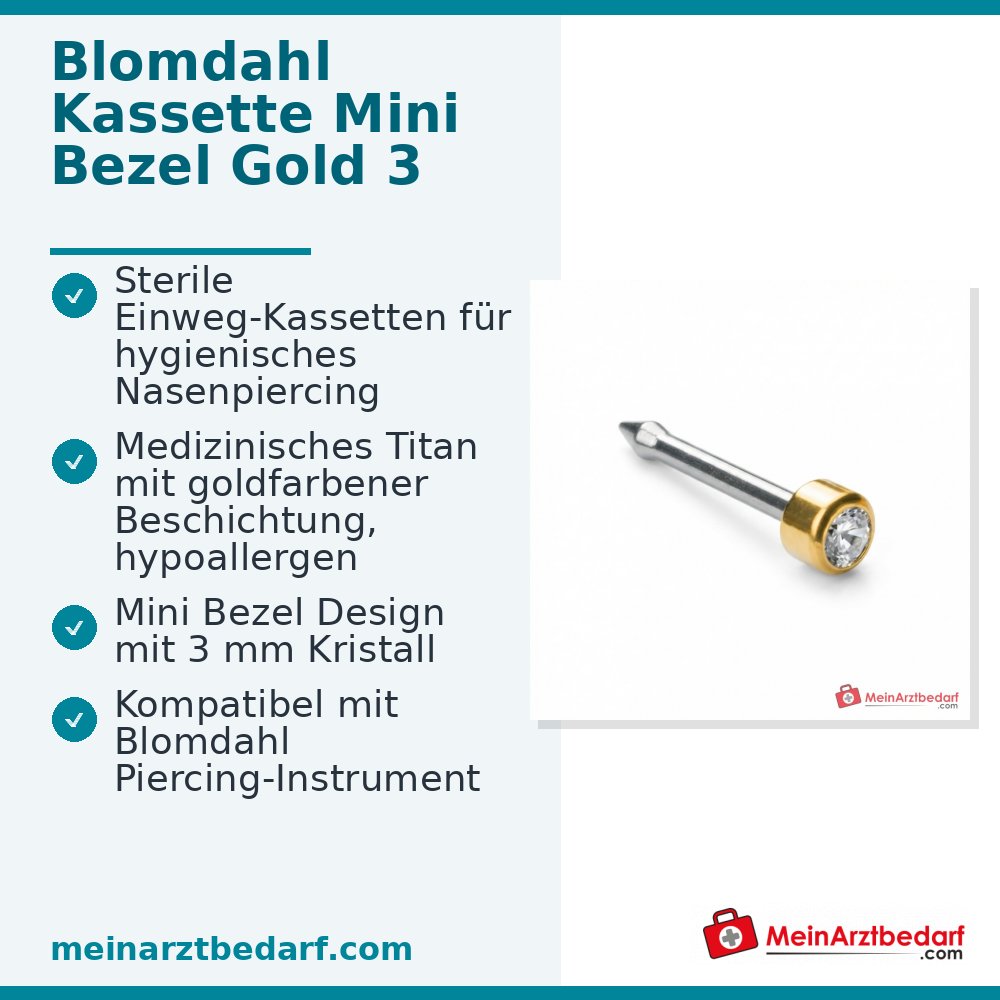 Blomdahl Nasenpiercing Bezel gold mit Kristall, 10 Stk..