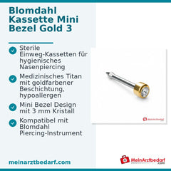 Blomdahl Nasenpiercing Bezel gold mit Kristall, 10 Stk..