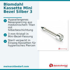 Blomdahl Nasenpiercing Bezel silber mit Kristall, 10 Stk..